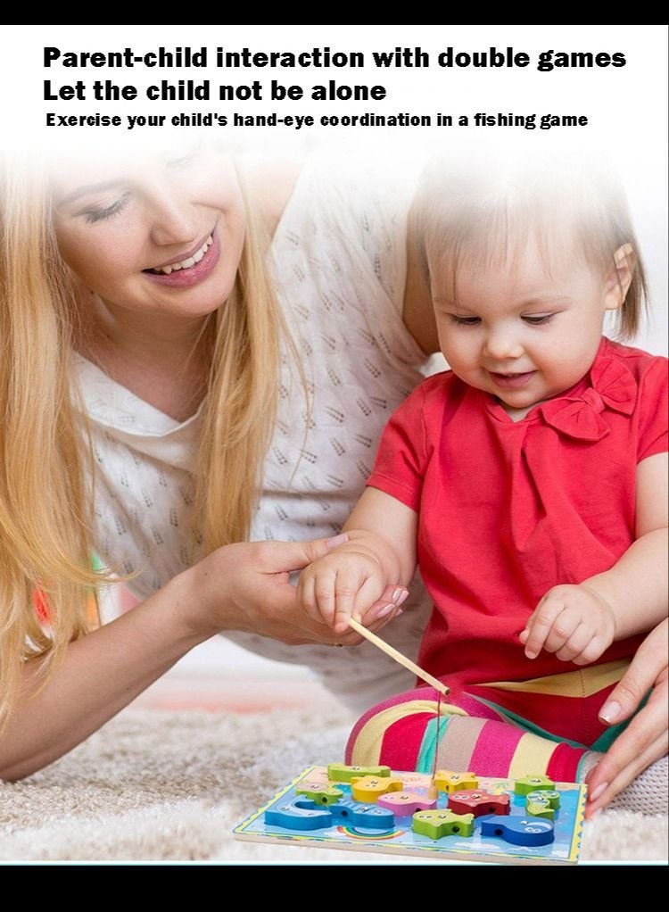رالي لعبة صيد السمك الخشبية المغناطيسية ذات القطب المزدوج الممتعة للأطفال - Image 3
