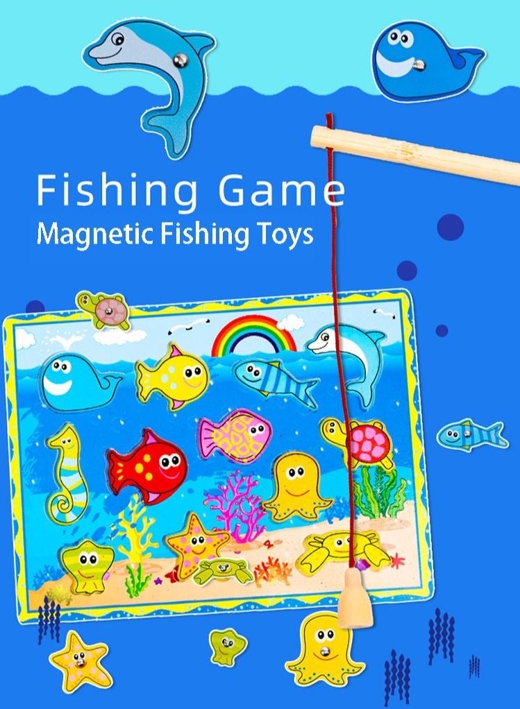 رالي لعبة صيد السمك الخشبية المغناطيسية ذات القطب المزدوج الممتعة للأطفال - Image 2