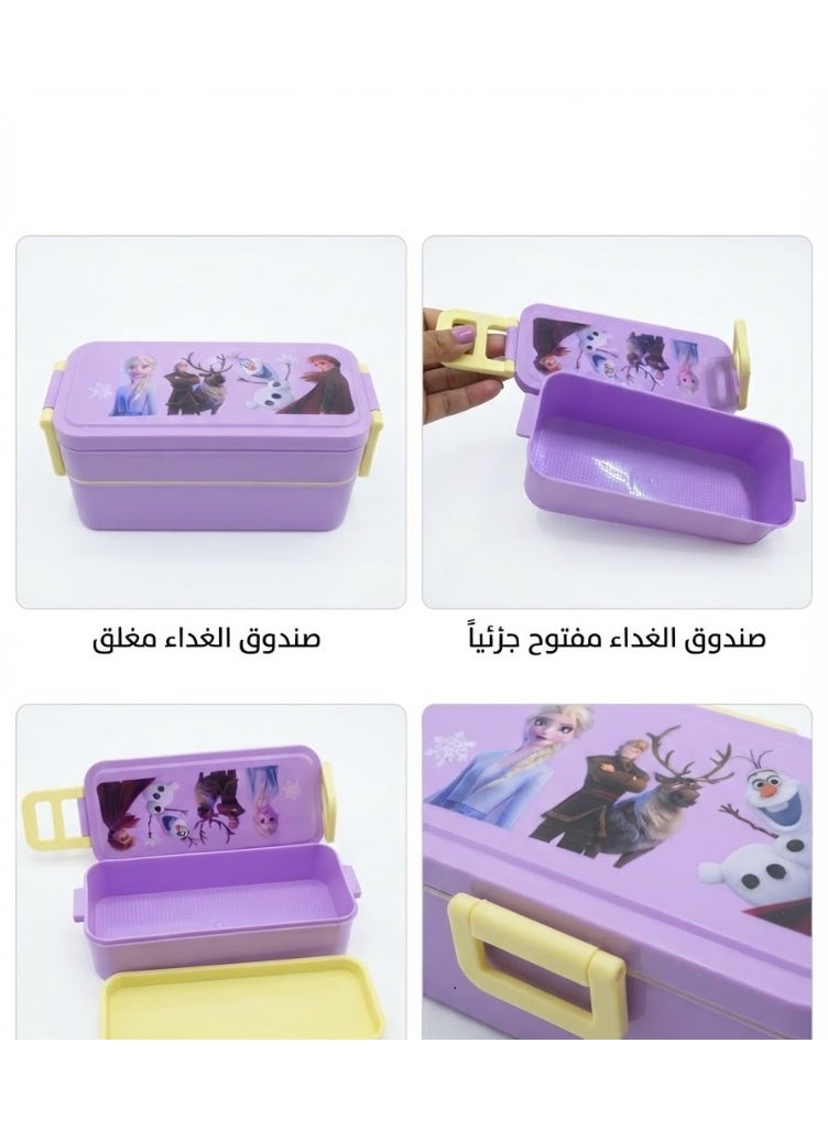"طقم لانش بوكس للأطفال 3 دور علبة غداء محمولة مع مقبض - مقسمة – آمنة للميكروويف والفريزر وغسالة الصحون