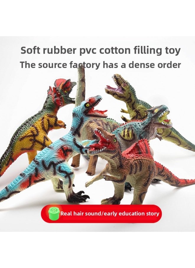 Generic - Large Simulation Soft Rubber Dinosaur Toy Tyrannosaurus Rex Wrist Dragon Model Animal Boy Sound Stall Wholesale-Color:[c66] Raptor-Specifications:Single Cry - Image 1