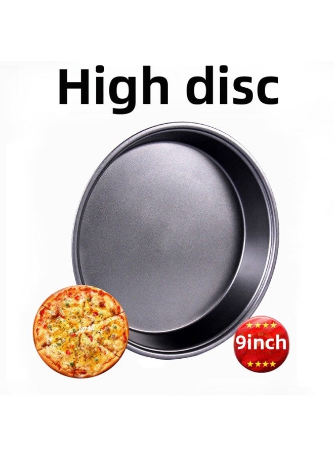 Love Full House Baking Pan Black Non-stick Pizza Pan Deep Baking Pan Thickened High Disc 9 Inch Household Baking Tools-Specifications:9-inch Non-stick High Disc - Image 1