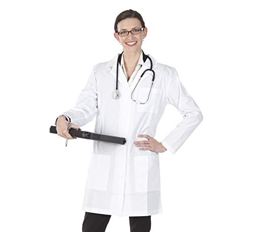 TALVANIA Women’s Lab Coat White Long Sleeve Coats Laboratory Doctor Nurse Uniform (Medium) - Image 1