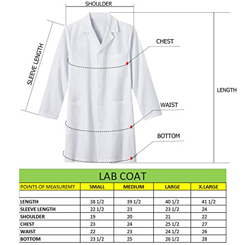 TALVANIA Women’s Lab Coat White Long Sleeve Coats Laboratory Doctor Nurse Uniform (Medium) - Image 4