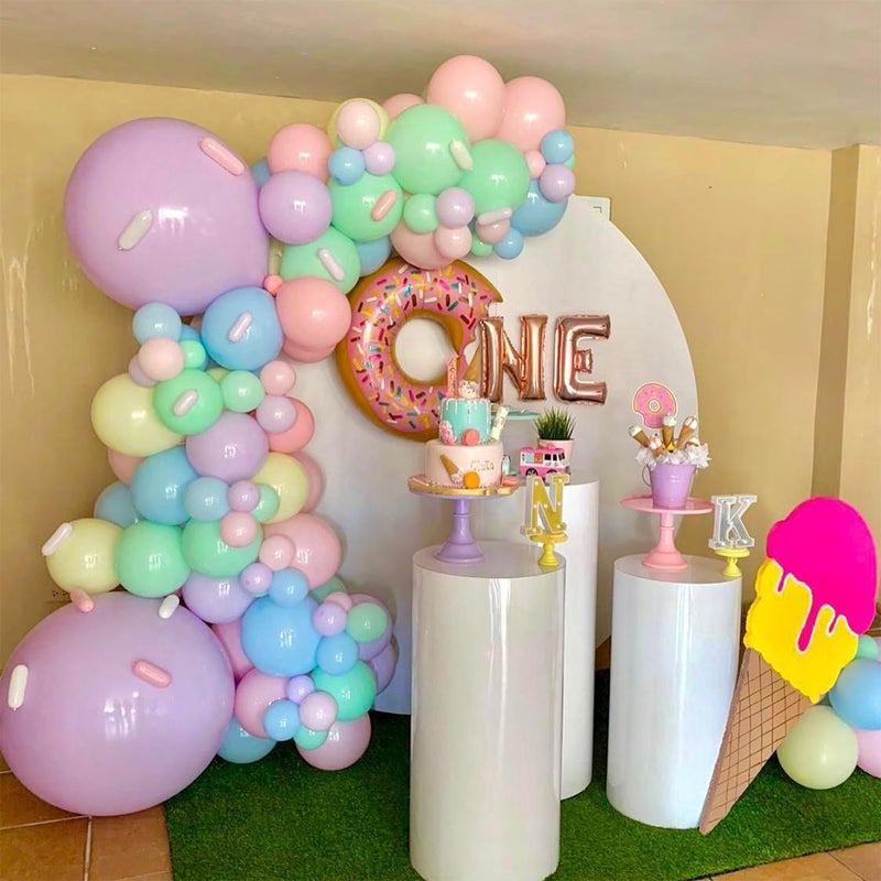 UAEYW Pastel Donut Balloon Arch Garland Kit,159Pcs Macaron Color Rainbow Balloons Ice Cream Foil Balloons for Girls Donut Grow Up Sweet One Candyland 67 Birthday Party Baby Shower Two Sweet Decorations - Image 3