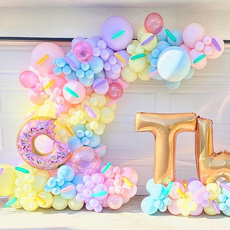 UAEYW Pastel Donut Balloon Arch Garland Kit,159Pcs Macaron Color Rainbow Balloons Ice Cream Foil Balloons for Girls Donut Grow Up Sweet One Candyland 67 Birthday Party Baby Shower Two Sweet Decorations - Image 5