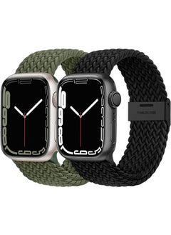 Lerobo 2 Pack Stretchy Braided Bands Compatible for Apple Watch Band 38mm 40mm 41mm for Men Women,Elastic Solo Loop Strap Sport Strap Wristband for Apple Watch iWatch Bands Series 8/7/6/5/4/3/2/1/SE  - Image 1