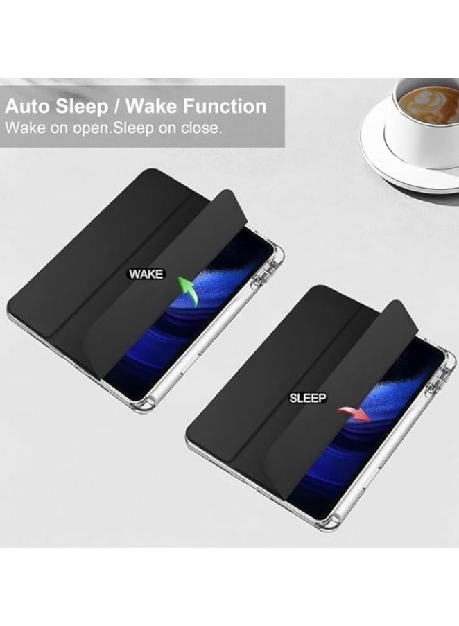 حافظة متوافقة مع لوحة Honor Pad X8a بحجم 11 بوصة لعام 2024، غلاف رفيع من البولي يوريثين مع مكان للقلم، يدعم وظيفة تفعيل الشاشة وإيقافها تلقائيًا مع وظيفة حامل وغلاف صلب شفاف الخلفية. - Image 2