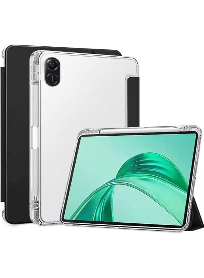 حافظة متوافقة مع لوحة Honor Pad X8a بحجم 11 بوصة لعام 2024، غلاف رفيع من البولي يوريثين مع مكان للقلم، يدعم وظيفة تفعيل الشاشة وإيقافها تلقائيًا مع وظيفة حامل وغلاف صلب شفاف الخلفية. - Image 1