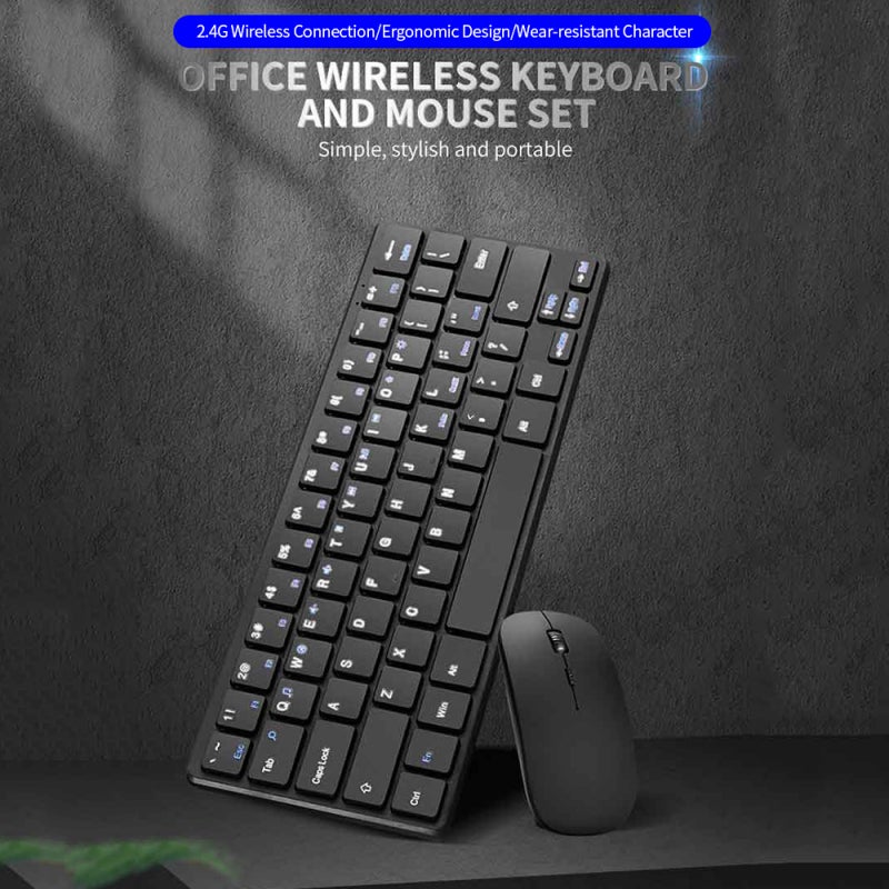 Wireless Keyboard: 64-Key Black Compact Design - Reliable 2.4GHz 10-Meter Connection Ergonomic Portable Keyboard for Office Gaming Multi-Device Use - Image 2