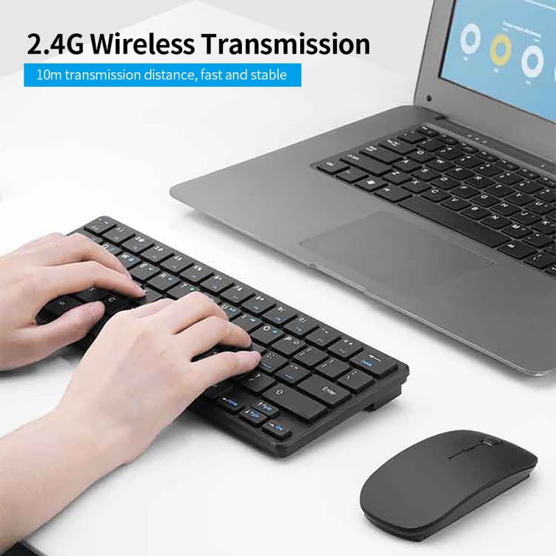 Wireless Keyboard: 64-Key Black Compact Design - Reliable 2.4GHz 10-Meter Connection Ergonomic Portable Keyboard for Office Gaming Multi-Device Use - Image 5