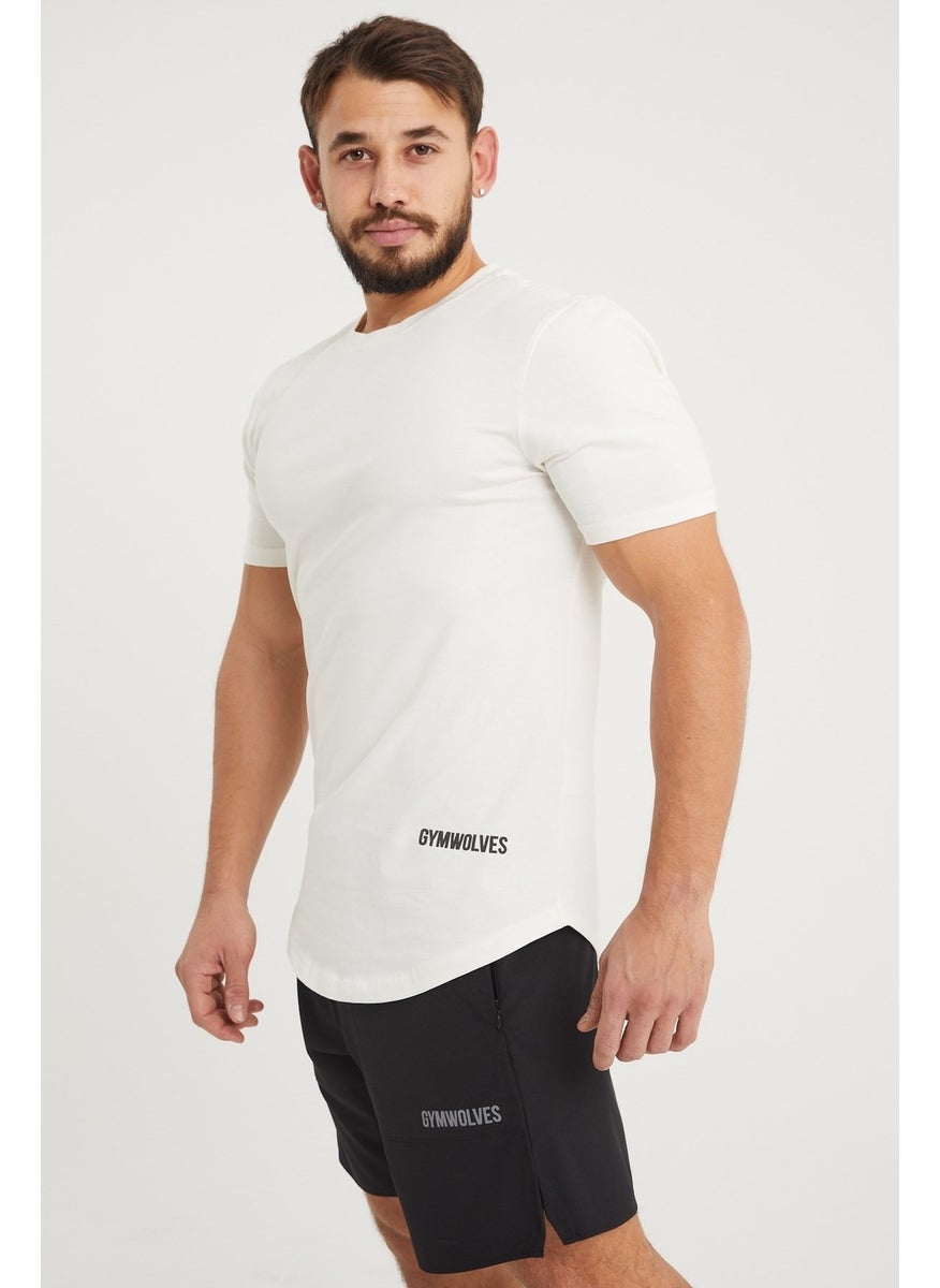 Gymwolves Sports Men's T-Shirt | Cream | T-Shirts | Workout Tanktop | Never Give Up |  - Image 1