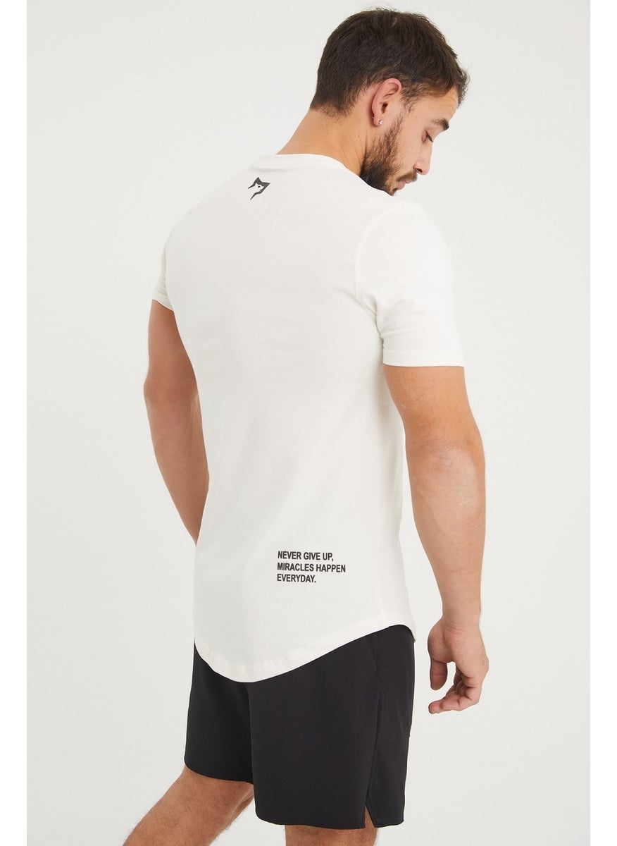 Gymwolves Sports Men's T-Shirt | Cream | T-Shirts | Workout Tanktop | Never Give Up |  - Image 5