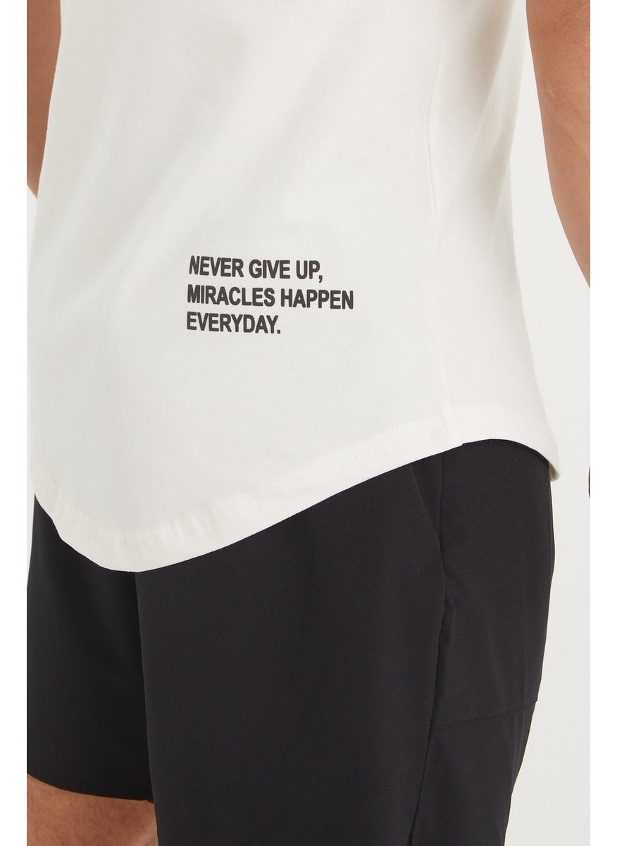 Gymwolves Sports Men's T-Shirt | Cream | T-Shirts | Workout Tanktop | Never Give Up |  - Image 4