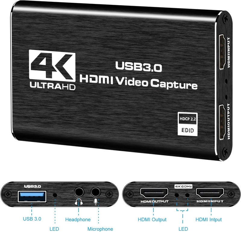 Rybozen بطاقة التقاط الألعاب USB 3.0 بطاقة فيديو HD 1080P HDMI تسجيل فيديو مع البث المباشر وجهاز تسجيل البث لأنظمة ويندوز ولينكس وماك - Image 2