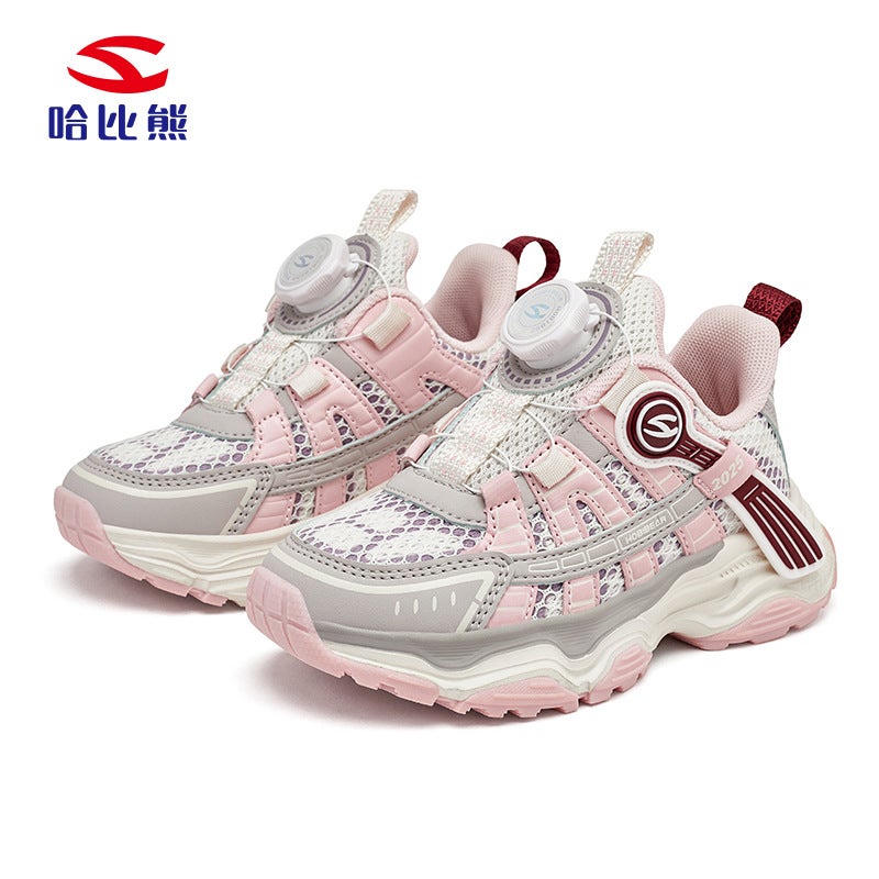 Habixiong Double Net Children'S Net Shoes Autumn Breathable Sneaker New Girls Ultra Light Casual Shoes Button Shoes Generation Hair - Image 1