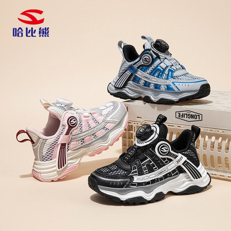 Habixiong Double Net Children'S Net Shoes Autumn Breathable Sneaker New Girls Ultra Light Casual Shoes Button Shoes Generation Hair - Image 2
