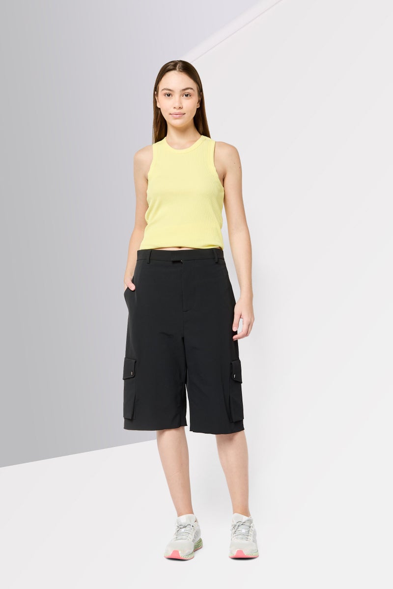 BOTTEGA VENETA Women Solid Cargo Shorts, Black - Image 2