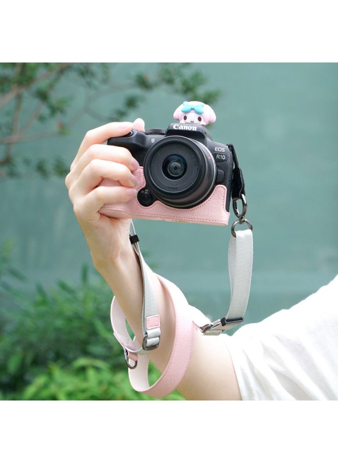 Generic Suitable For Canon R10 Camera Bag R50 Camera Protective Case R100 Protective Case Retro Leather Case Micro Single Crosbody Bag-Color:D: R50/r100 Li Grain (black) Single Base, Free Screen Tempered Film  - Image 5