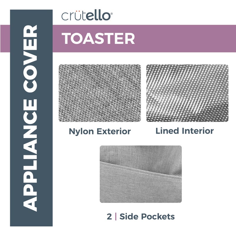 Crutello 4 Slice Toaster Cover with Storage Pockets - Small Appliance Dust Covers, Toaster 4 Slice Carrying Case, Compatible with Cuisinart and Sunbeam 4 Slice Toaster Cover - Image 3