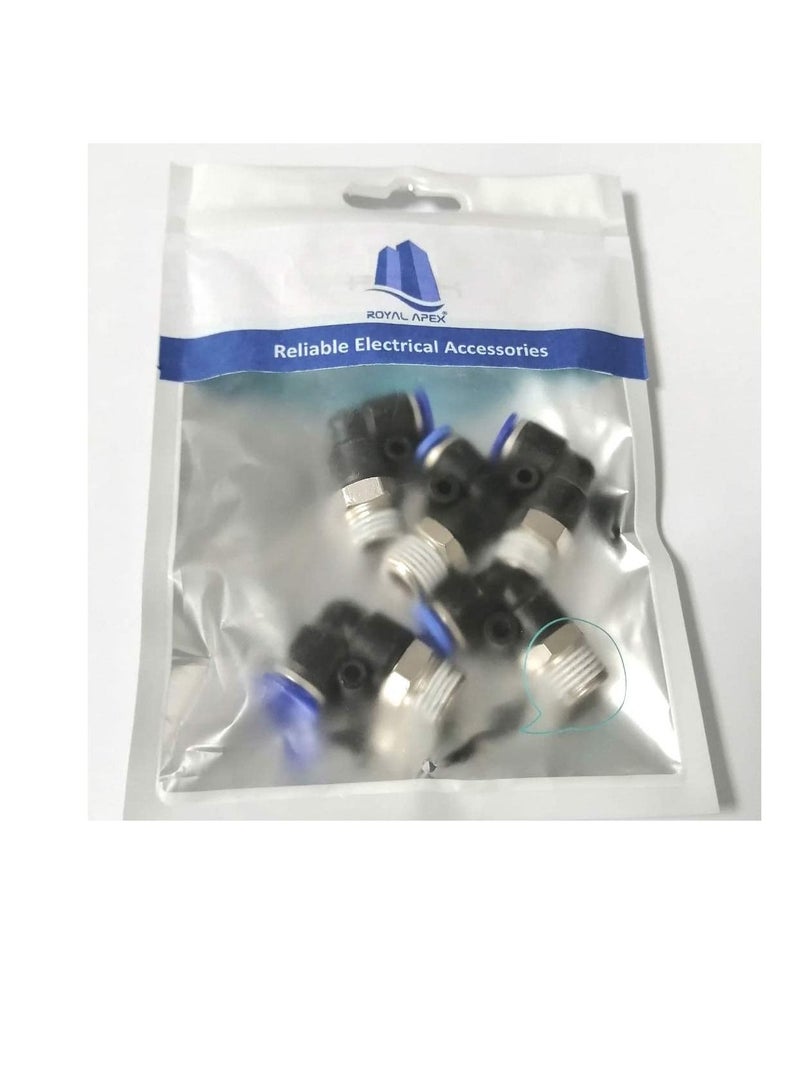 PU Pipe & Fittings Polyurethane | Pneumatic Pipe Push in to Connect Fittings (Male Elbow - Pack of 5, 6mmx1/4") - Image 1