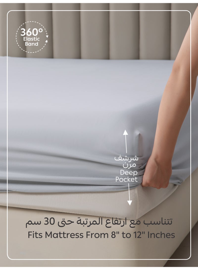 Donetella Bedding Fitted Sheet - Fits 90x200 Cm Bed For Single Bed 2 Pcs (1 Fitted Sheet and 1 Pillowcase) - 30 Cm Deep Pocket - Solid Bed Sheet - Image 4