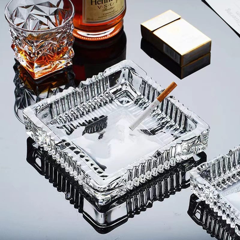 EVOOKA Rectangle Heavy Glass Crystal Ashtray For Indoor, Ash Tray For Smoking, Stylish Home Décor - Image 4