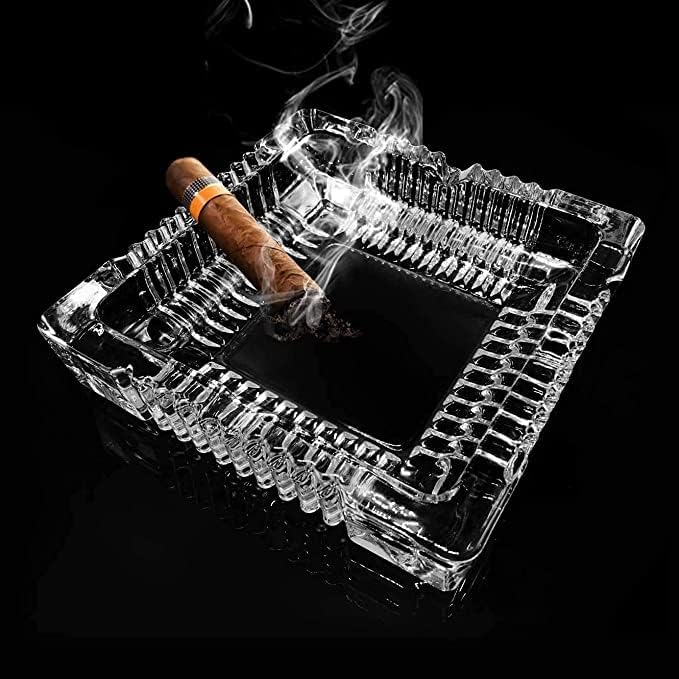 EVOOKA Rectangle Heavy Glass Crystal Ashtray For Indoor, Ash Tray For Smoking, Stylish Home Décor - Image 1