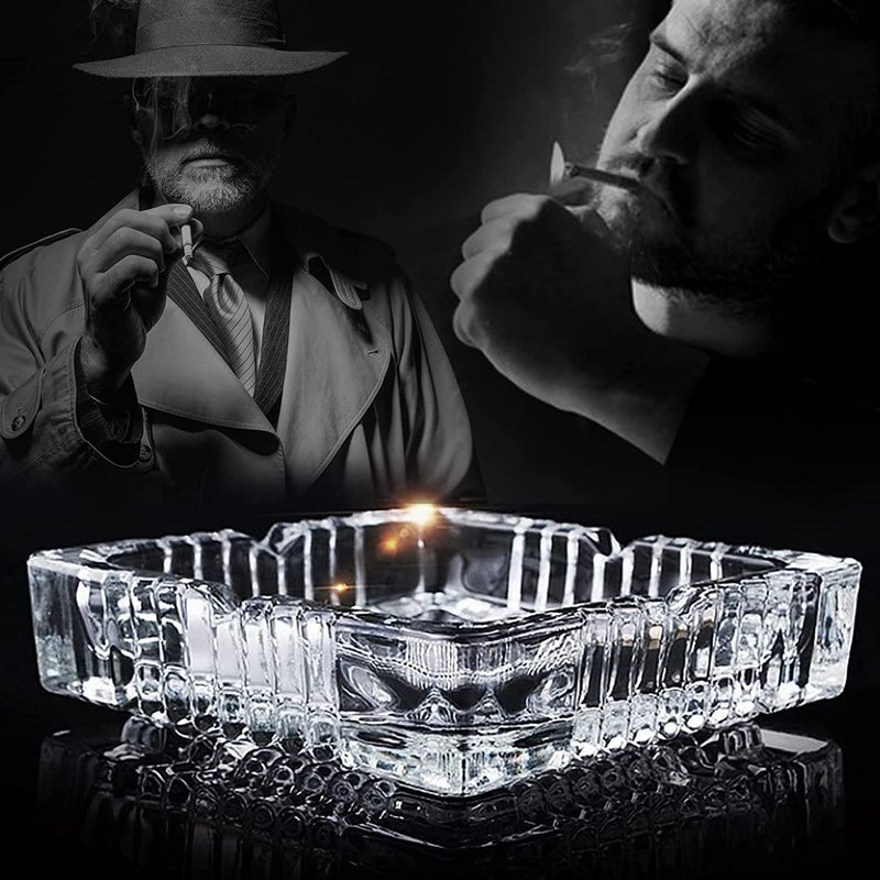EVOOKA Rectangle Heavy Glass Crystal Ashtray For Indoor, Ash Tray For Smoking, Stylish Home Décor - Image 2