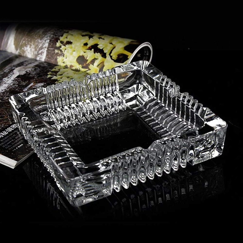 EVOOKA Rectangle Heavy Glass Crystal Ashtray For Indoor, Ash Tray For Smoking, Stylish Home Décor - Image 3