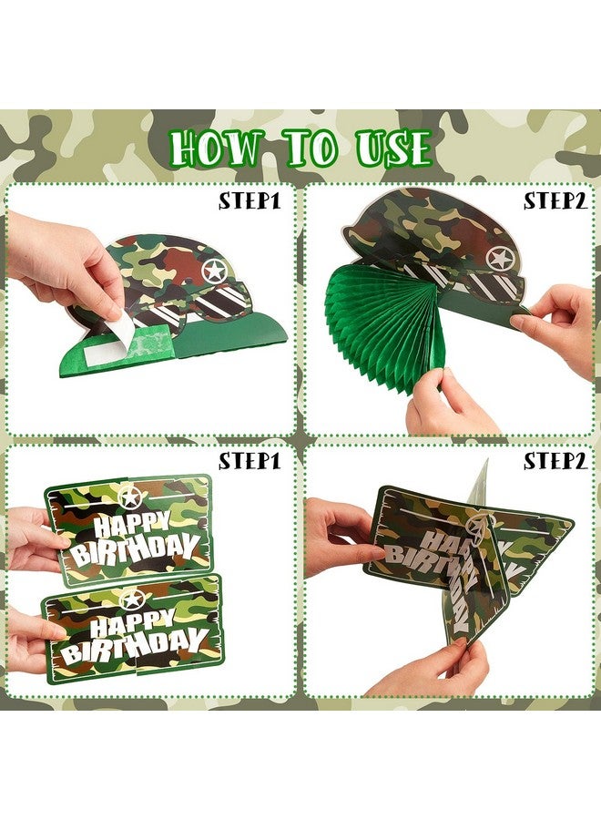 Tinlade 9 Pieces Army Party Decorations Camouflage Birthday Party Decorations Military Honeycomb Centerpieces For Tables Decorations For Boys Girls Birthday Party Baby Shower Supplies Decor Photo Prop - Image 4