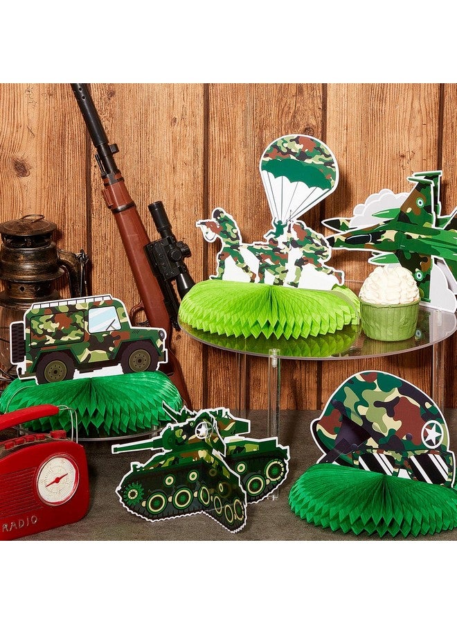 Tinlade 9 Pieces Army Party Decorations Camouflage Birthday Party Decorations Military Honeycomb Centerpieces For Tables Decorations For Boys Girls Birthday Party Baby Shower Supplies Decor Photo Prop - Image 5