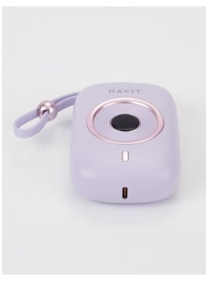 هافيت باور بانك هافيت PB5214  سعة  10000 مللي امبير مدمج بكابل تايب سي  بقوة 35 وات مع شاشة رقمية ذكية -موف - Image 4