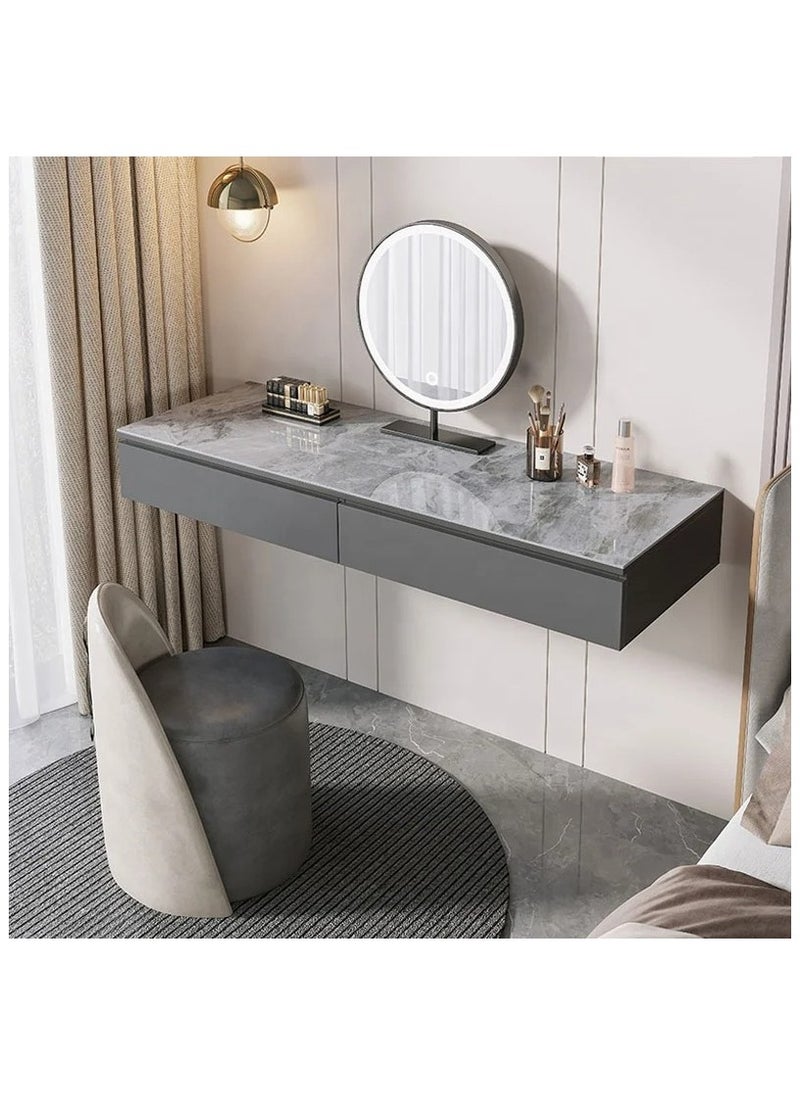 AWD Modern Wall-Mounted Dressing Table with LED Mirror – Marble Finish, 2 Drawers, Space-Saving Design  - Image 1
