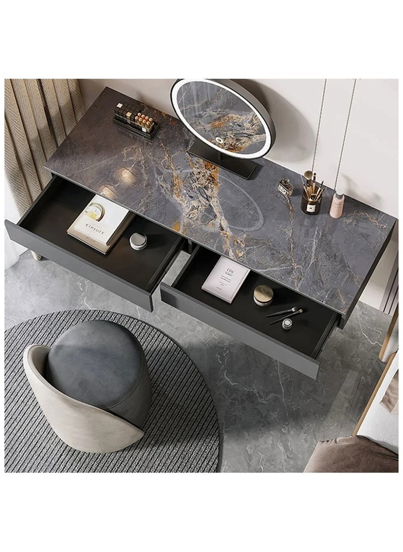 AWD Modern Wall-Mounted Dressing Table with LED Mirror – Marble Finish, 2 Drawers, Space-Saving Design  - Image 2
