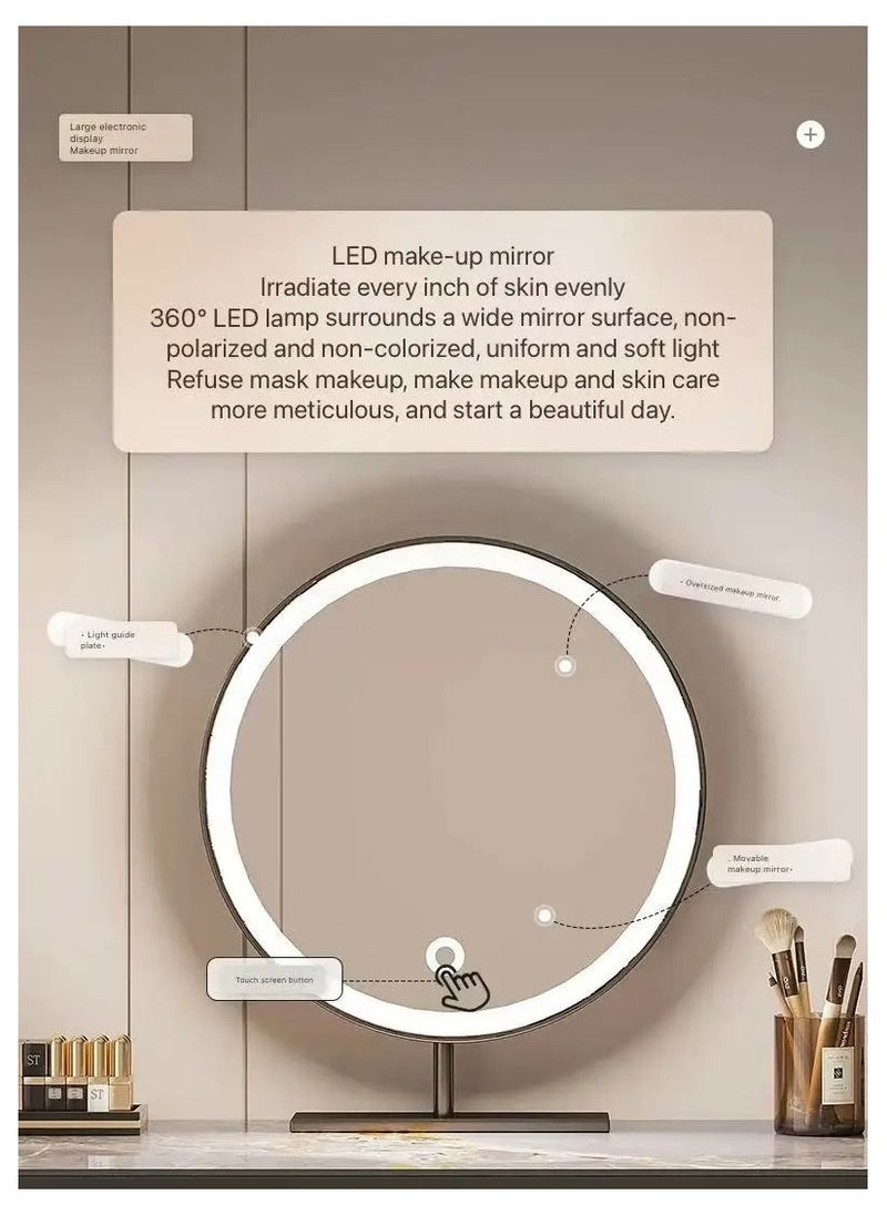 AWD Modern Wall-Mounted Dressing Table with LED Mirror – Marble Finish, 2 Drawers, Space-Saving Design  - Image 5