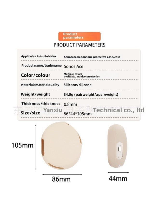 Suitable For Sonos Ace Headset Earphone Case Ear Cap Head Beam Skeleton Ear Mask Shell Silicone Earplug Case-Color:Ear Cap Shell Cover Off-white-Model:Sonos Ace  - Image 5
