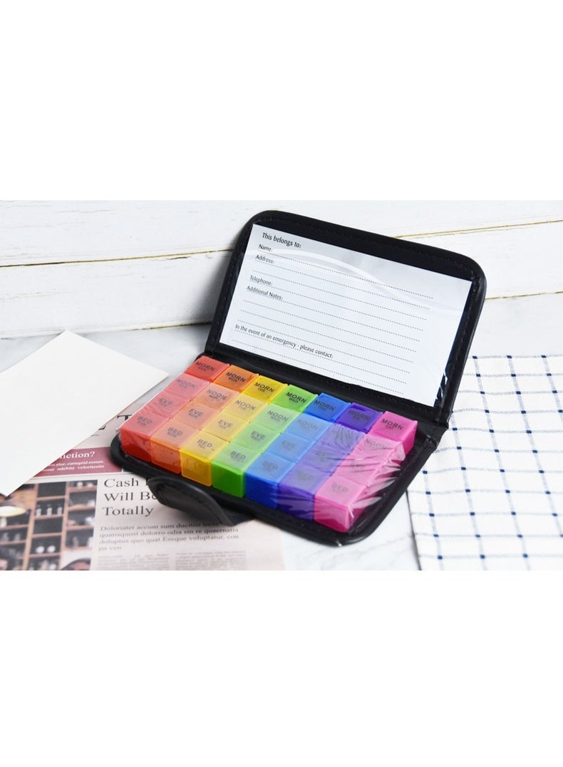 سيستار صندوق تخزين حبوب الدواء 7*4 مع حقيبة، آمن للاستخدام في الطعام، ملون - Image 3