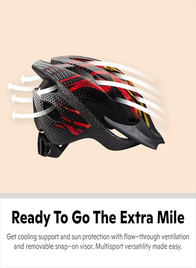 Schwinn Thrasher Bike Helmet, Lightweight Microshell Design, Child, Flames - Image 3