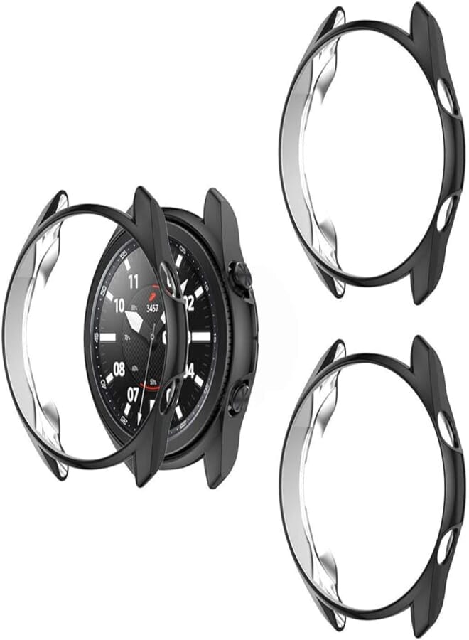 3 Pack Cuteey Case for Samsung Galaxy Watch 3 45mm Cover, Soft TPU Protector Bumper Shock-Proof Protective Shell for Galaxy Watch3 Accessories (Black/Black/Black)