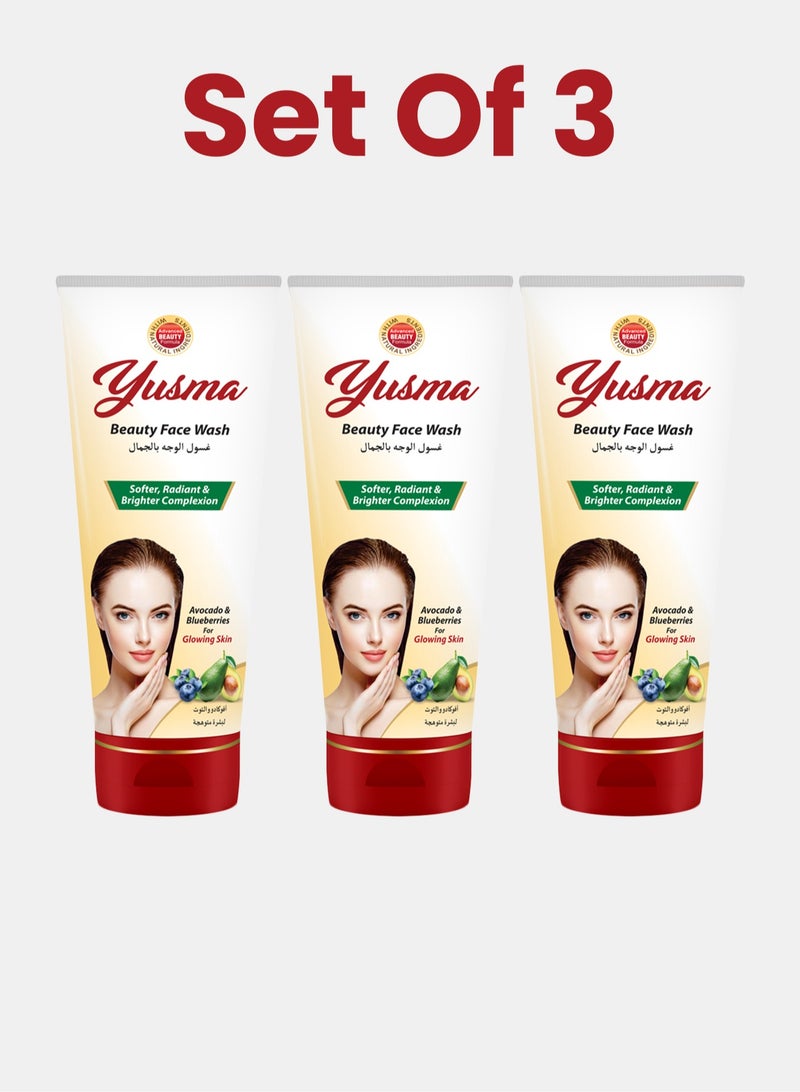 Yusma Set of 3 Beauty Face Wash - Reduces Redness & Inflammation, Improves Texture & Smoothness, Face Wash for All Skin Types 60ml  - Image 1