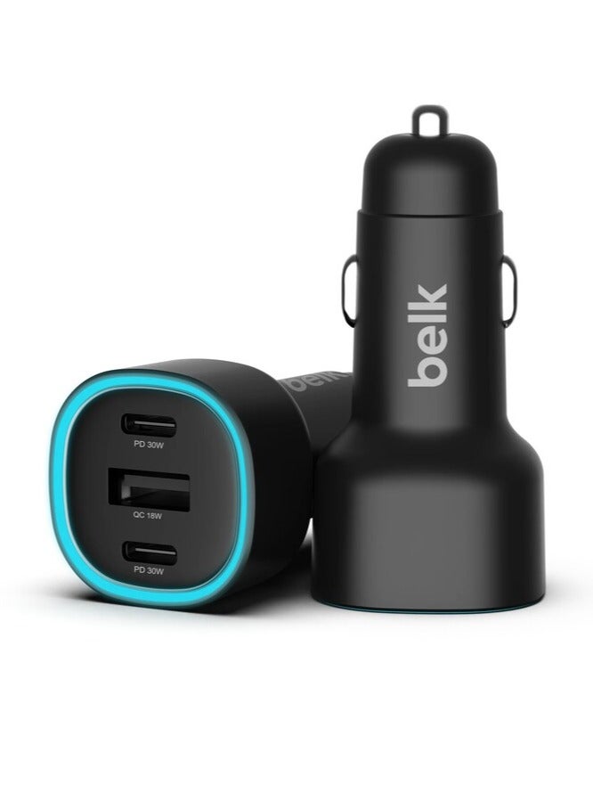 بيلك شاحن سيارة سريع مع منفذ USB ومنفذين  تايب C (60 واط ) يدعم الشحن السريع - Image 1