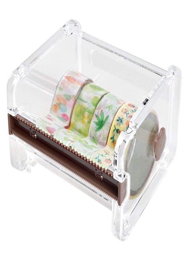 HomDSim Washi Tape Dispenser & Cutter - Roll Holder Organizer, Masking Tape Desktop DIY Sticker Roll Storage, Brown Box - Image 4