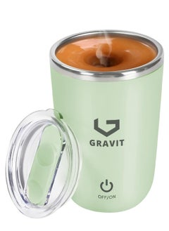Gravit Automatic Stirring Mug 350ml - Rechargeable Electric Mixing Cup for Coffee, Milk, Cocoa - Stainless Steel Self-Stirring Cup - Anti-Rust Rotating Cup, Ideal for Home, Office, and Travel (Green)  - Image 1
