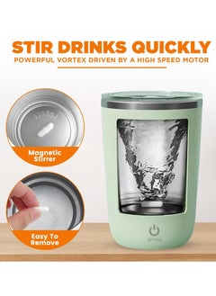 Gravit Automatic Stirring Mug 350ml - Rechargeable Electric Mixing Cup for Coffee, Milk, Cocoa - Stainless Steel Self-Stirring Cup - Anti-Rust Rotating Cup, Ideal for Home, Office, and Travel (Green)  - Image 3