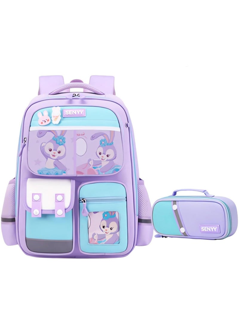 AUTOYSUR School bag for kids 2 pcs set,kids backpack Cute School Bags Shoulder Handbags Cartoon Rucksack Book Bags Large Capacity Bag Waterproof Bags Multiple Pockets Schoolbags  - Image 1