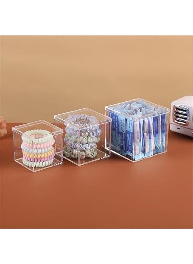 Arabest 4.7/4/3.3/3/2.5 inch Clear Acrylic Box with Lid, Jewelry Display Box, Plastic Square Cube Decorative Storage Boxes for Candy Pill and Tiny Jewelry, Artwork Display - Image 4