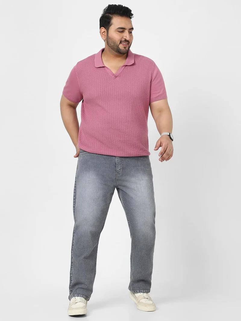 Urbano Fashion  Urbano Plus Men's Grey Straight Fit Washed Jeans Stretchable  | Best Price UAE