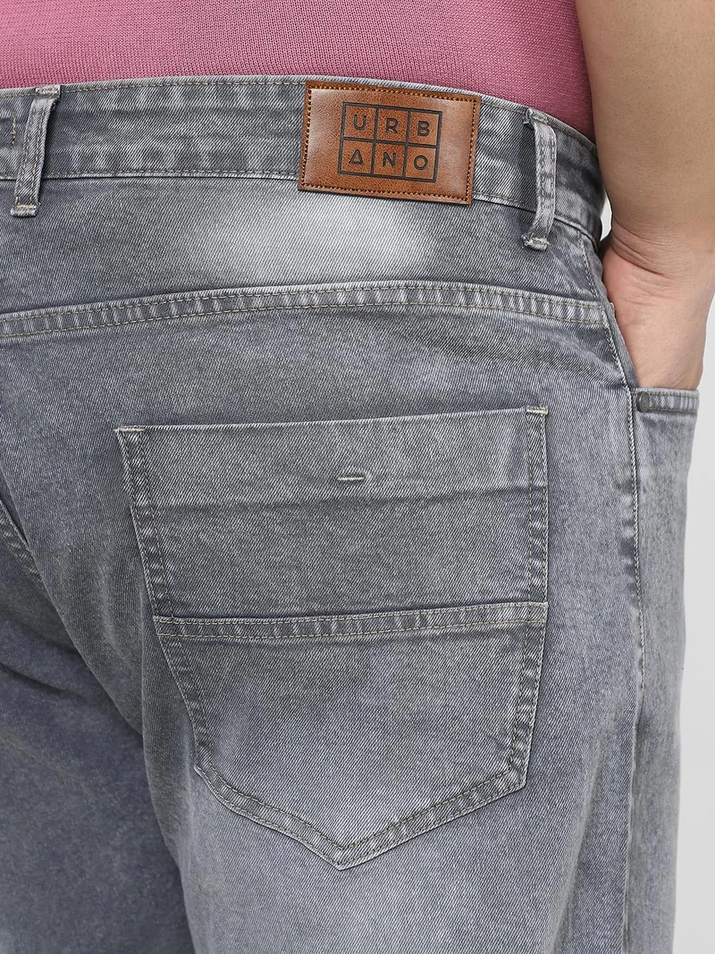Urbano Fashion  Urbano Plus Men's Grey Straight Fit Washed Jeans Stretchable  | Best Price UAE