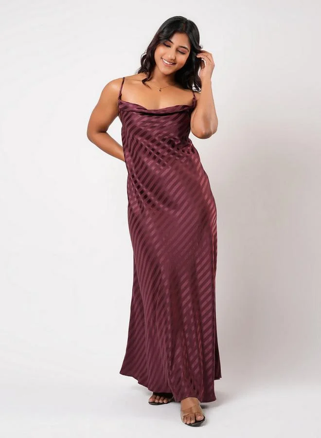 Aadaraya Sleeveless Striped Maxi Night Gown