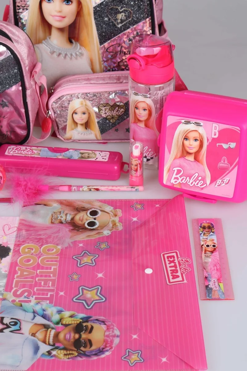 Barbie Licensed Mysterious Sparkles Collection Kindergarten, Pencil and Lunch Box, Water Bottle, Lunch Box and Stationery School Set